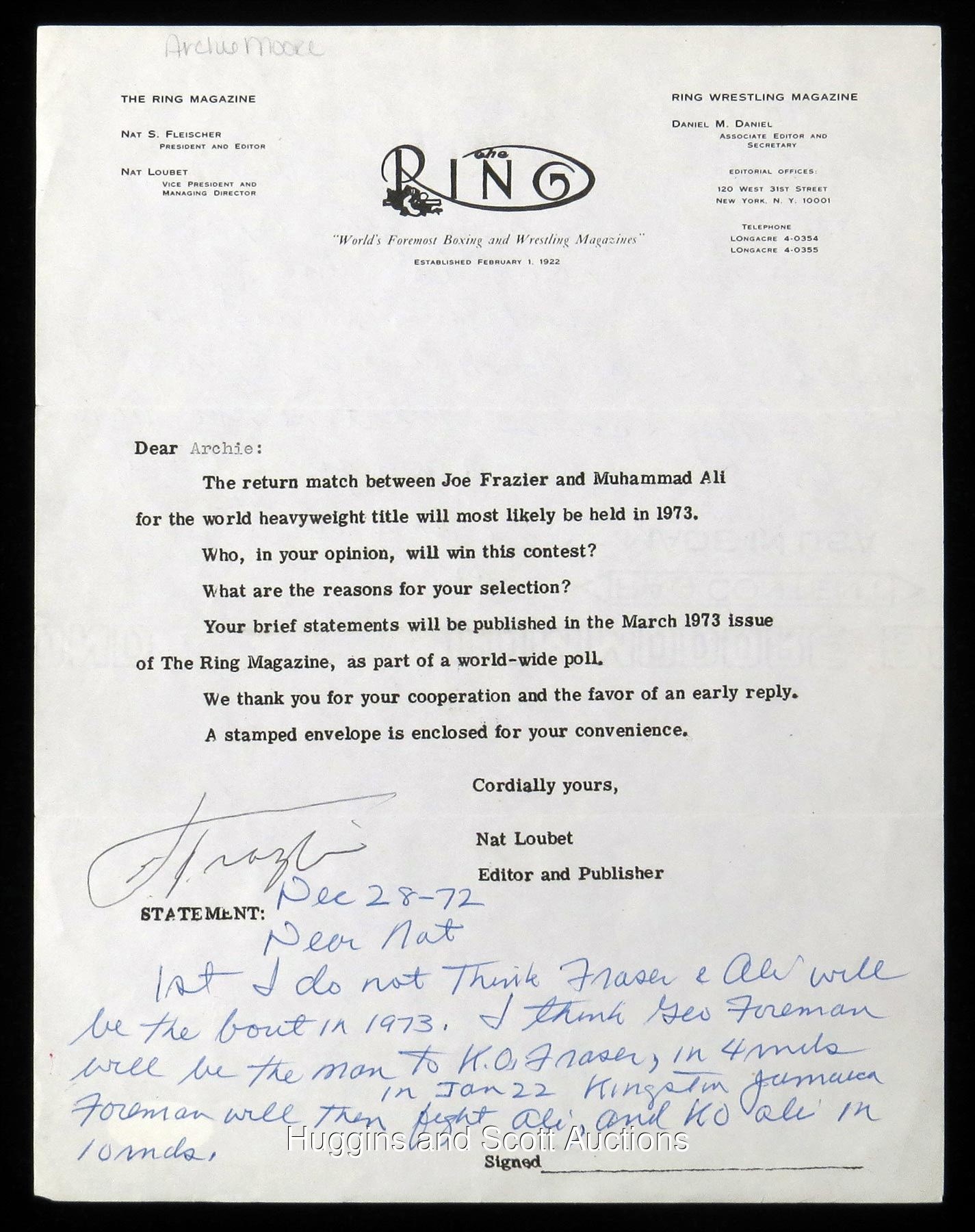 Poll Letters Huggins And Scott Auction Archive